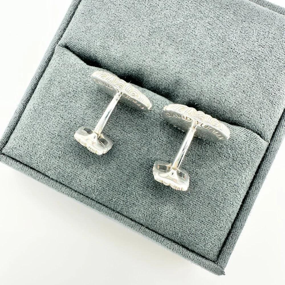 David Yurman Sea Coral Cufflinks w/ Sterling Silver & 18K Yellow Gold - RARE